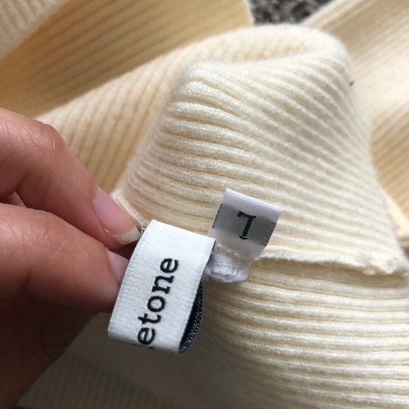 Middletone Cream Ribbed Knit Cut-out Shoulder Top - Picture 10 of 10